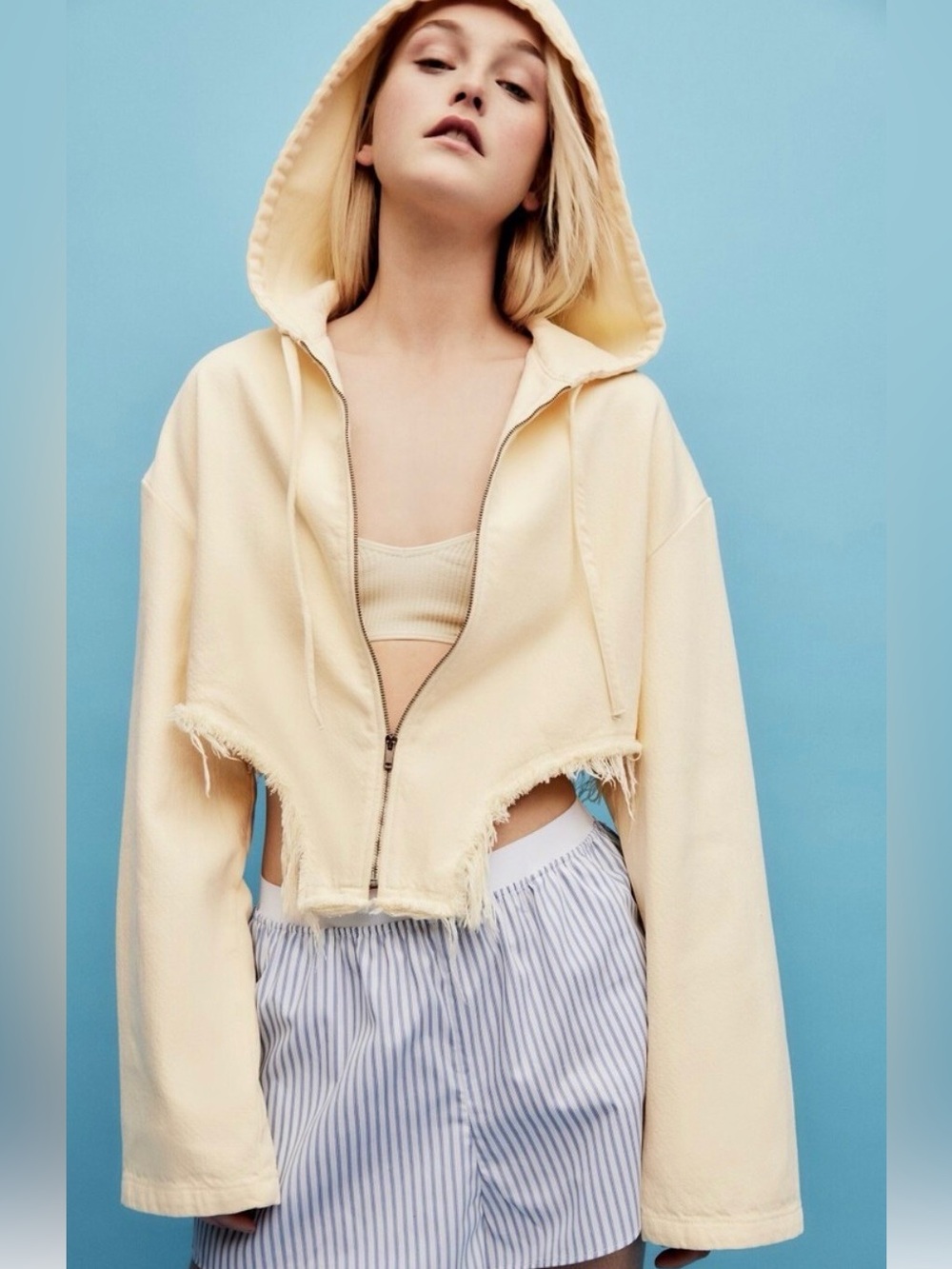Zara Asymmetrical Cropped Hoodie